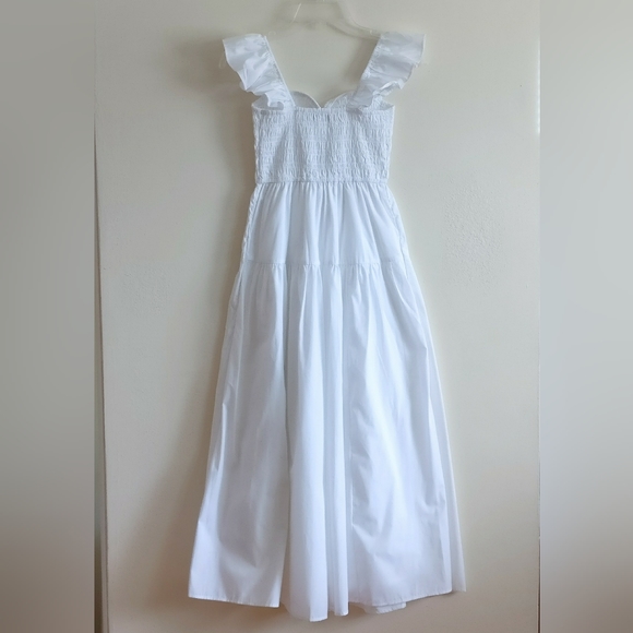 NWT Abercrombie & Fitch White Poplin Ruffle Strap Smocked Midi Dress Size XS - Picture 6 of 16